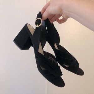 Seychelles Black Suede Slingback Sandals